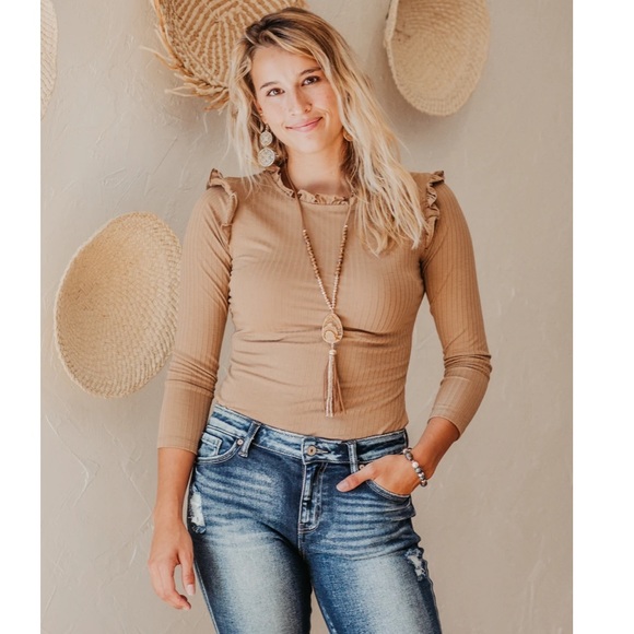 Ruffle mock neck top - Picture 6 of 11